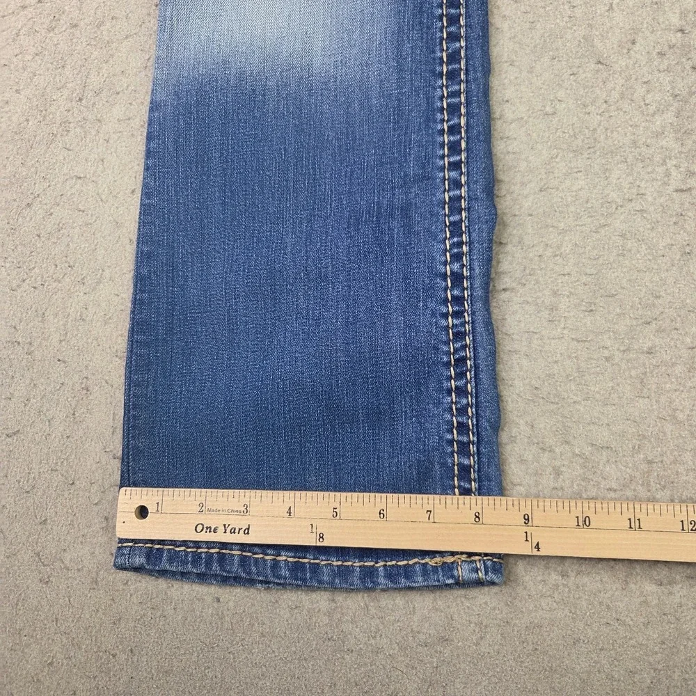 MEK Denim Aldan Slim Bootcut Jeans Mens 28x34 Dark Wash Heavy Stitch Blue